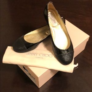 Jimmy Choo Patent/Glitter Flats, only worn once